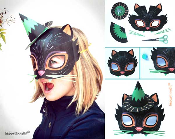 How to make a DIY witch hat and cat mask for costume parties