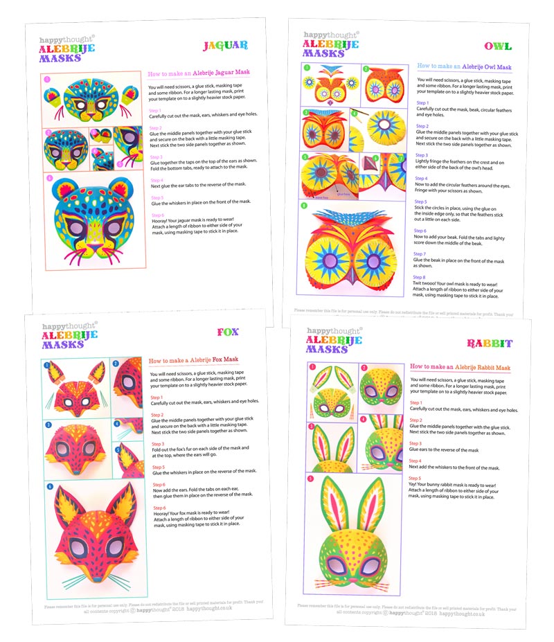 Cómo hacer máscaras imprimibles Alebrije: plantillas e instrucciones