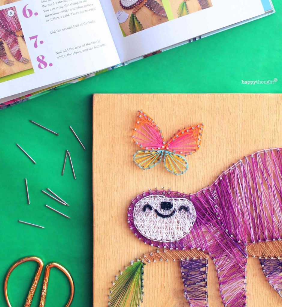 Sloth String Craft step-by-step instructions and template - Fun DIY crafts!