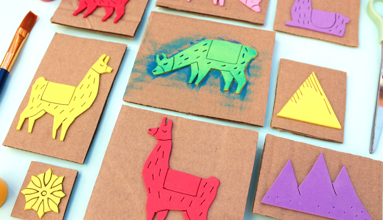 How to make llama diy stamps featured in Happythought's new book Llama Crafts