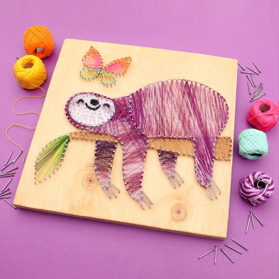 Sloth String Craft Step By Step Instructions And Template Fun Diy Crafts