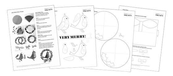 Jolly Holly robin in a Wreath templates and instructions: Happythought Holiday craft activity pack!