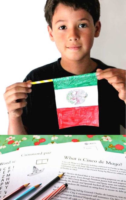 Learn about Cinco de Mayo and make Mexico flag worksheets
