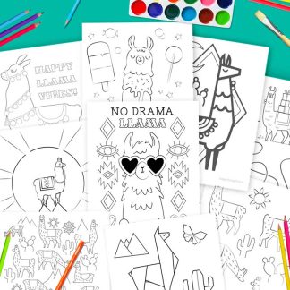 Llama coloring in activity pages