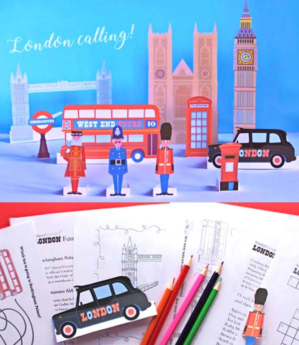 London calling prinable paper craft color in project and worksheets!