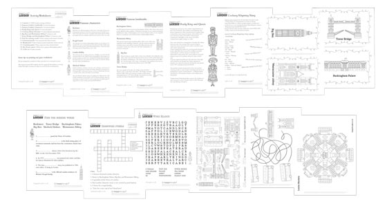 London printable activity sheets: Learn about some famous London landmarks and people!