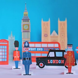London papercraft printable activity worksheets: Easy learning about some of Londons famous sights and traditions.