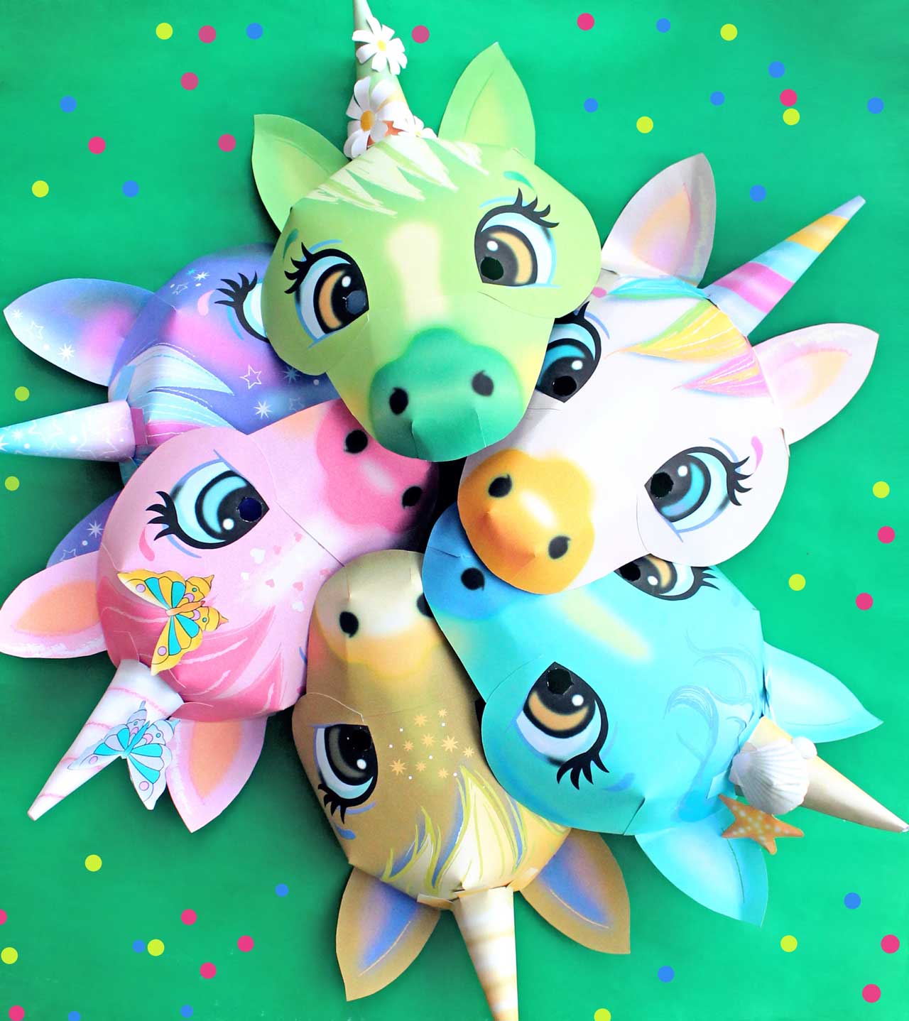 Printable Unicorn masks to make at home - Be a cute Unicorn in no time!