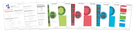 Burn night make mini tartan top hats patterns, cutouts and templates.