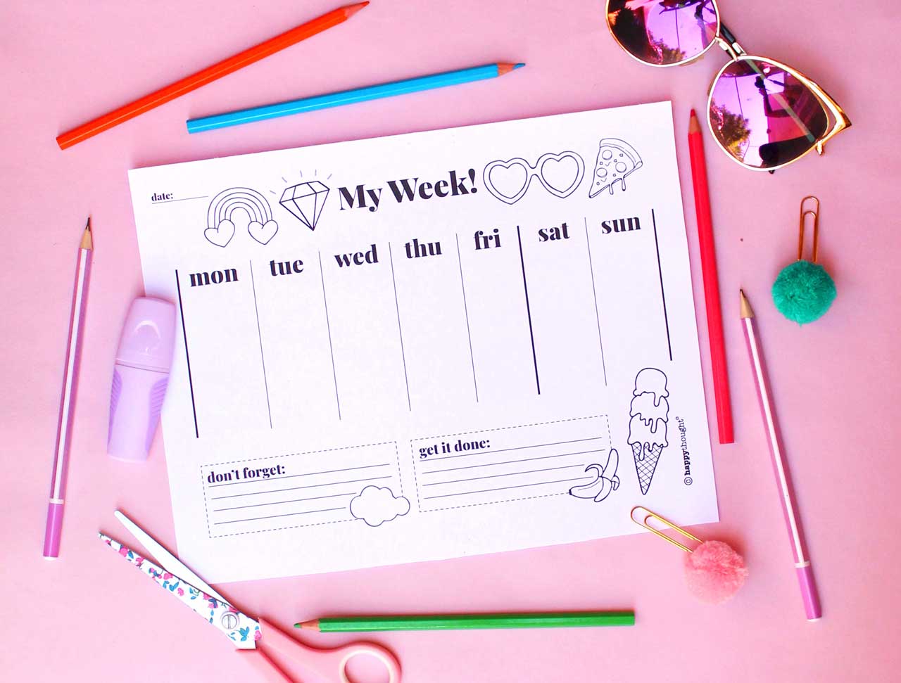 My week colour in weekly planner to stay on top of things