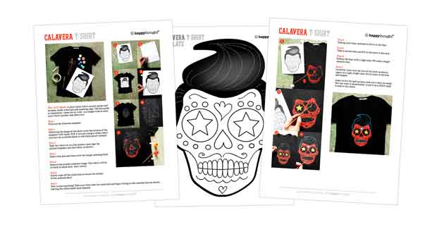 Paint your own Day of the Dead Calavera T-shirt template and tutorial