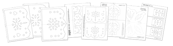 Diseños de plantillas para papel picado del Día de los Muertos