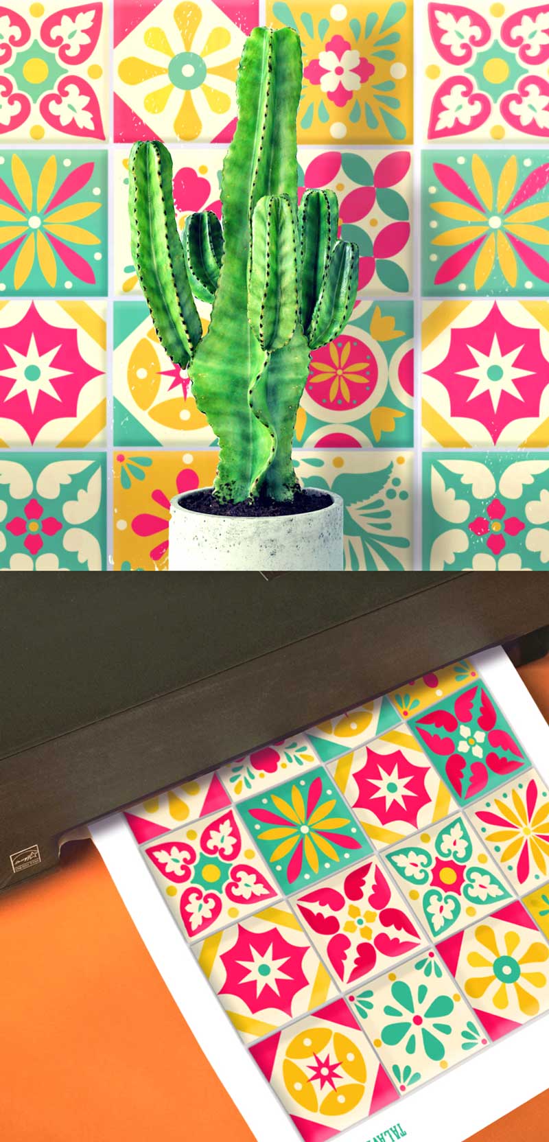 Printable DIY talavera tile designs and patterns-cactus