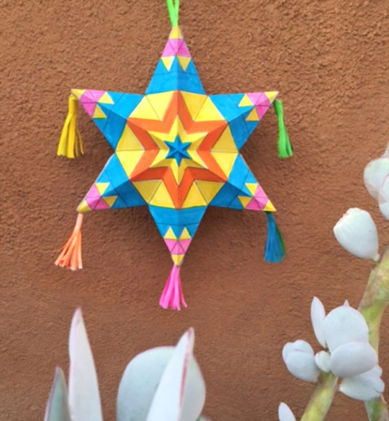 Mexican paper star ornaments: Activity worksheets, coloring-in paper star for 5 de Mayo!