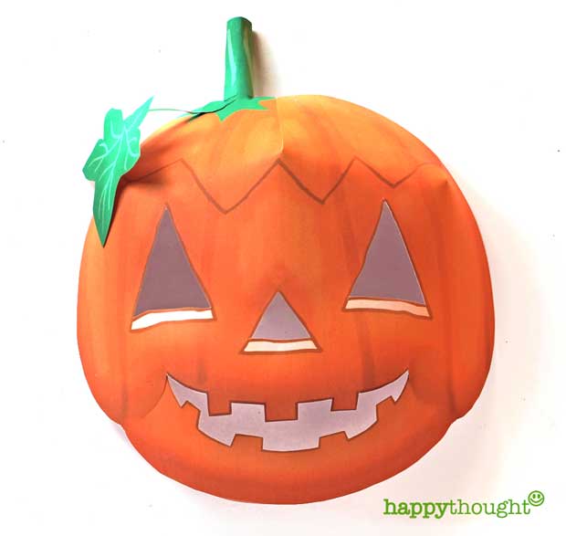 Pumpkin mask DIY template for costume and dress up for Halloween