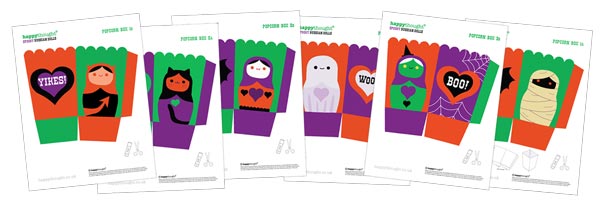 Spooky Halloween papercraft pack Russian Doll Popcorn boxes!