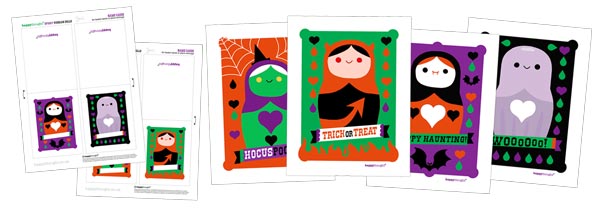 Posters and cards for Halloween. Print at home instantly!