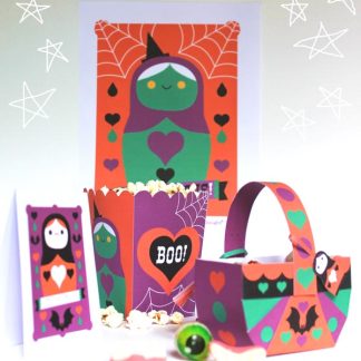Spooky Halloween papercraft printable party templates, patterns, PDFs and cutouts for class and home activities!