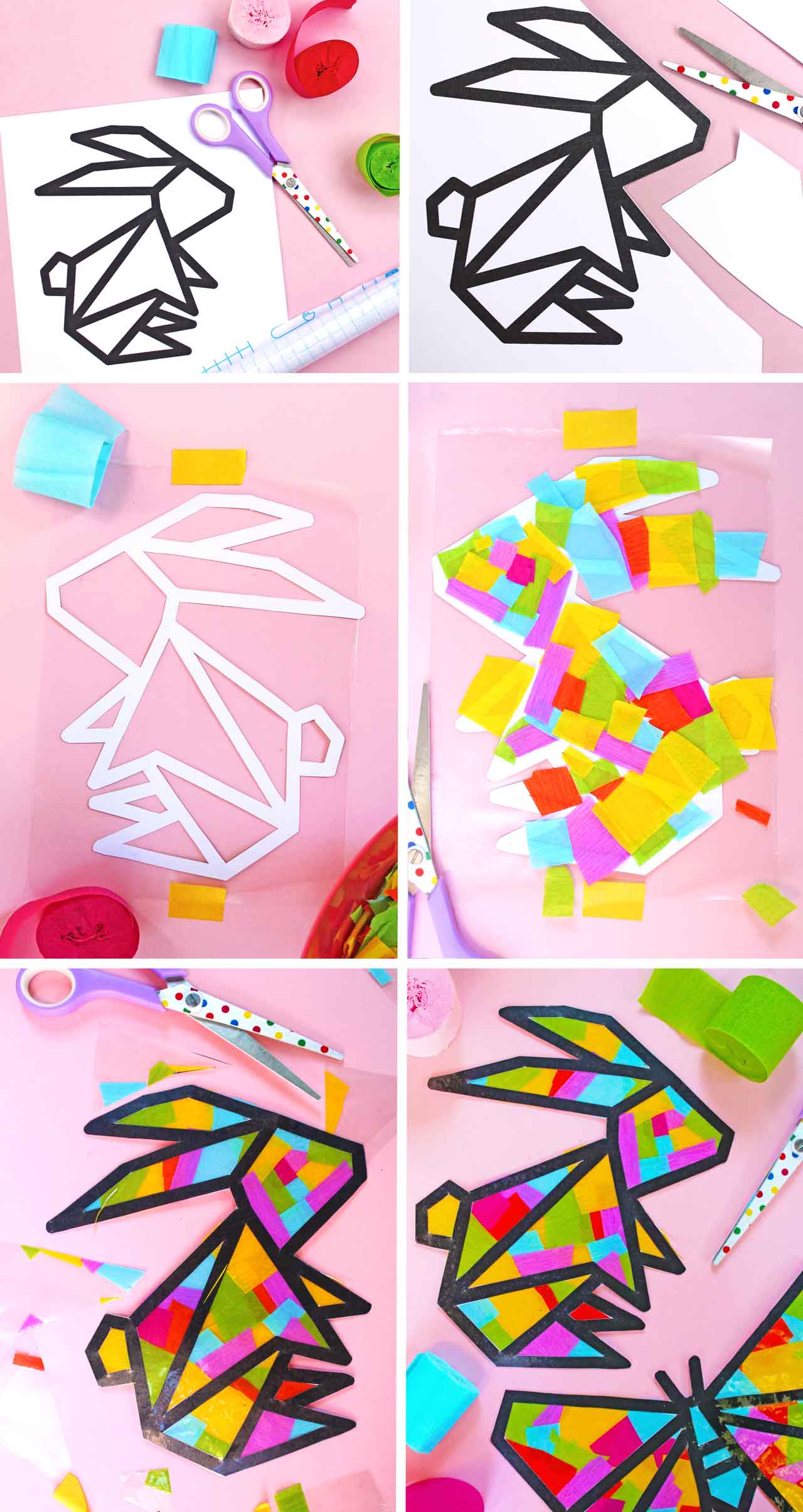 Springtime Sun catcher Easter bunny design step-by-step photo instructions