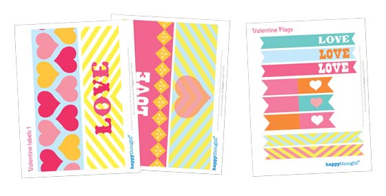 Valentines Day label and flag printable