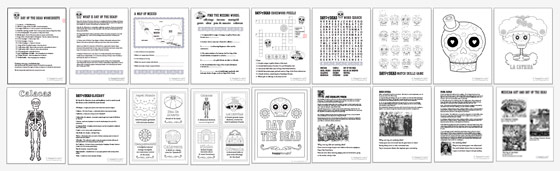 Day of the Dead: Craft project worksheets, printables and decorations •  Happythought