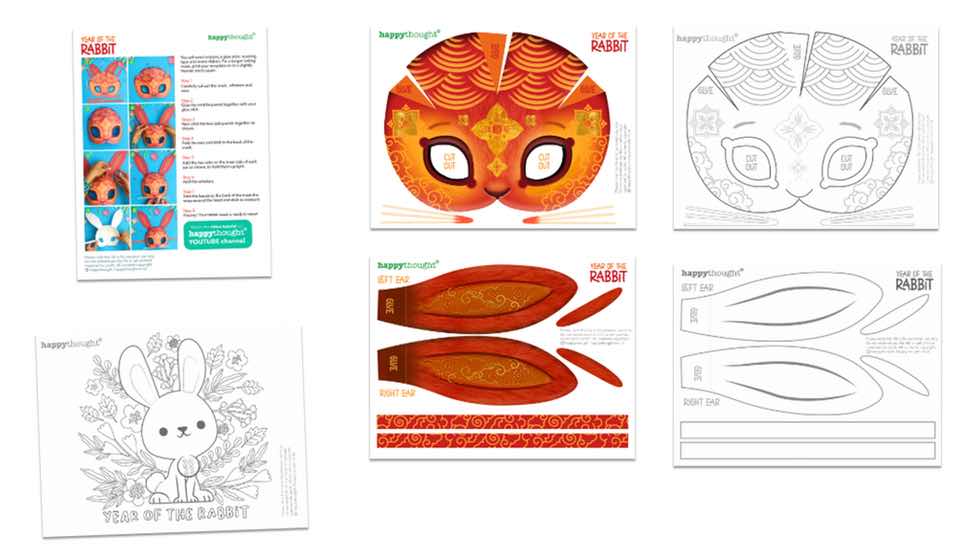 year of the rabbit paper mask templates to download and make