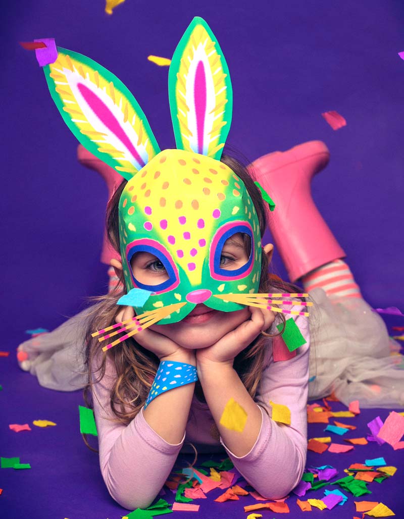 Alebrije rabbit mask template to download and make - bunny mask template