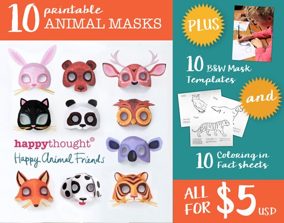 10 Animal mask crafts template: Dress up printables!