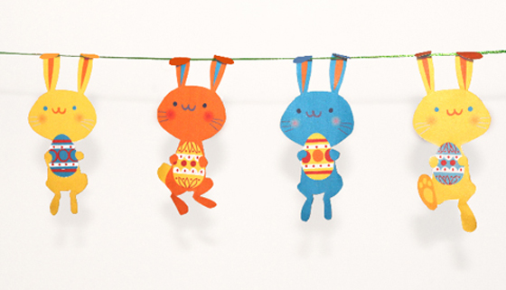 Cute bunny Easter decoration garland printable template!