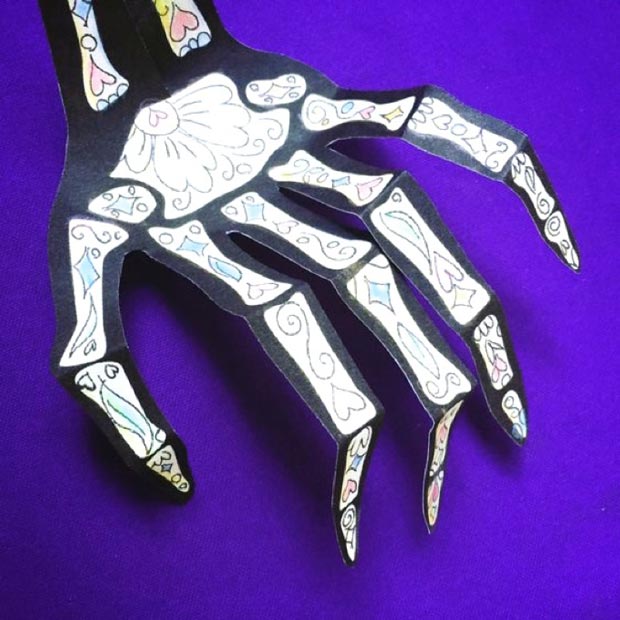 Make a calavera hand skeleton printable template DIY decoration