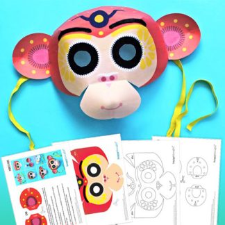 Chinese new year monkey mask free 2016 template and instructions!