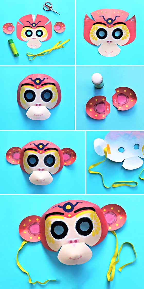 Monkey mask template: Printouts + crafts to celebrate Chinese New Year!