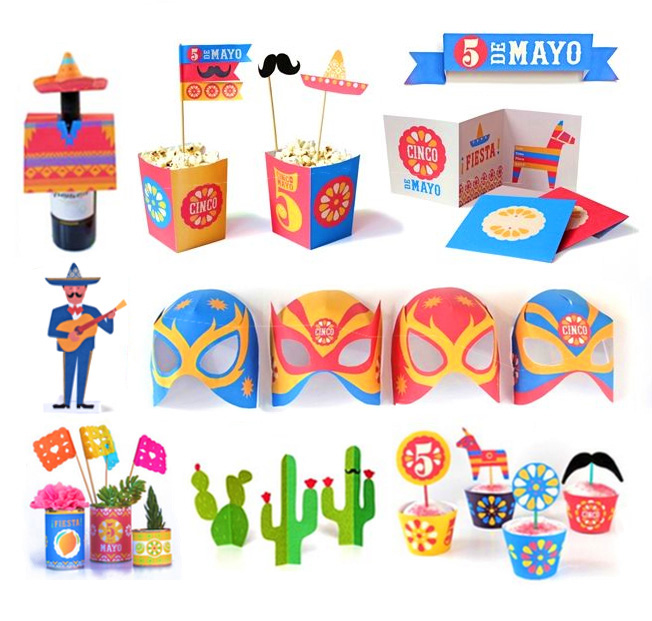 Cinco de Mayo ideas Printable templates fiestas parties • Happythought