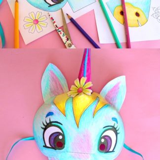 printable unicorn masks be a cute unicorn in no time happythought