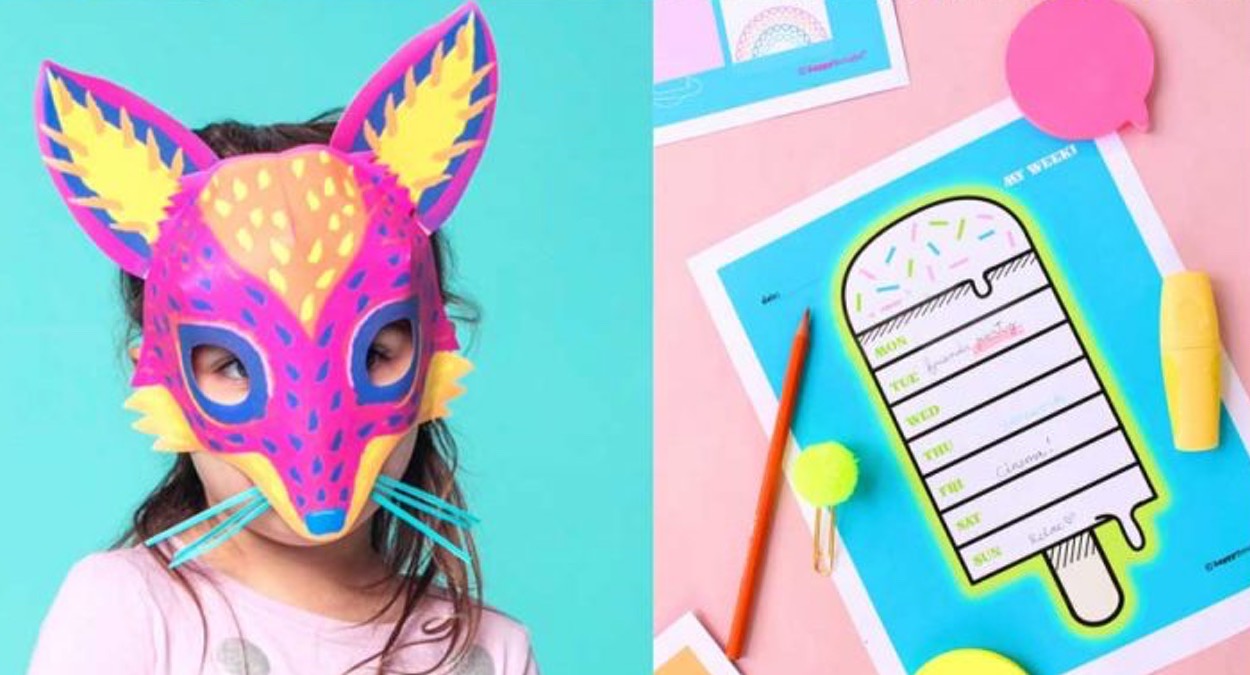 Asian jungle animal masks paper printable - Kid crafts - Happy Paper Time