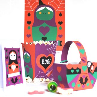Spooky Halloween papercraft printable party ideas, templates, favors and decoration templates and patterns