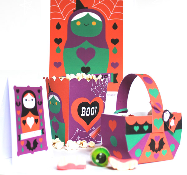 Spooky Halloween papercraft printable party ideas, templates, favors and decoration templates and patterns