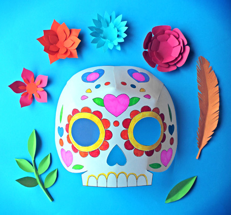 Color in calavera masks activity. Get creative • Happythought