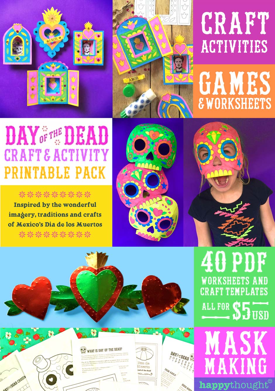 Easy to make DIY Day of the Dead printable craft templates