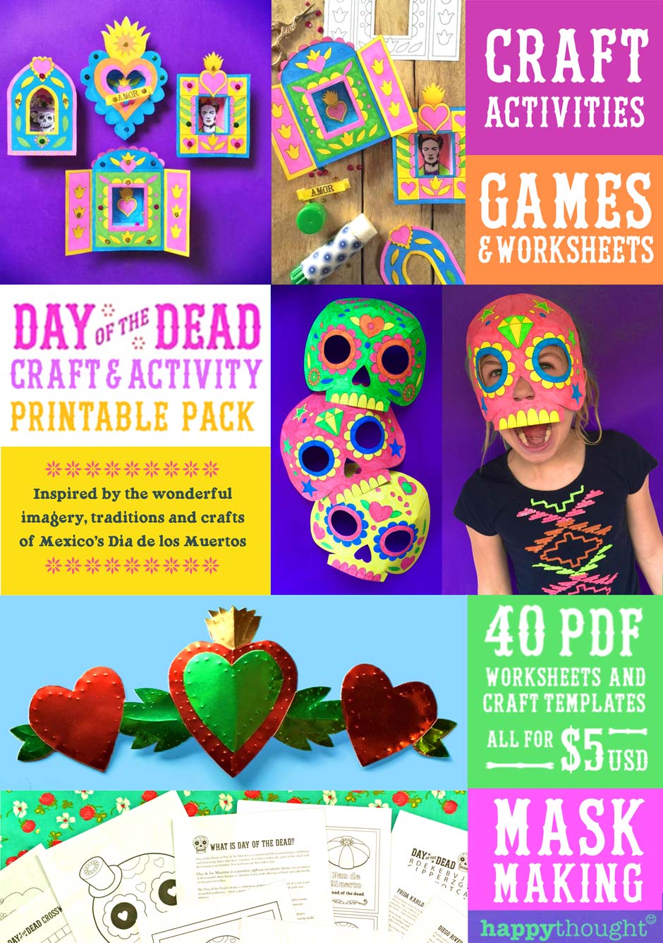 Easy To Make DIY Day Of The Dead Printable Craft Templates 