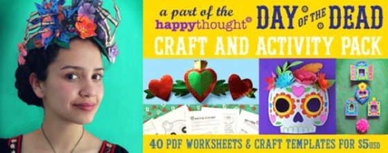 Make this Frida Kahlo inspired flower and skeleton hand crown for Dia de los Muertos. Day of the Dead paper flower crown, ideal for costume and dress up!