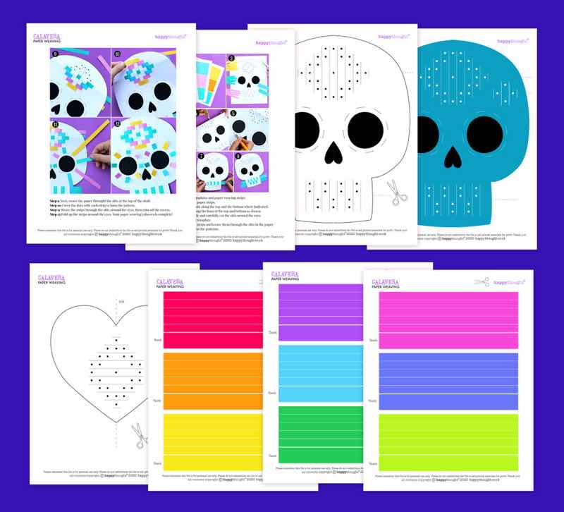 day of the dead paper-weaving-craft templates