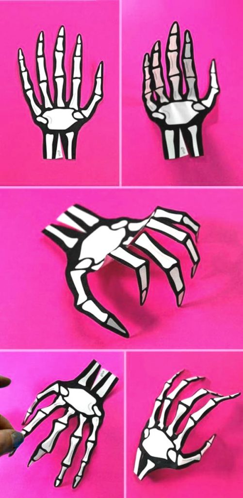 Cómo hacer una mano de esqueleto de papel para disfraz o tocado del Día de los Muertos