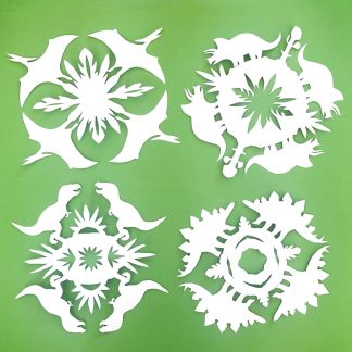 dinosaurs-on-green-snowflake-templates