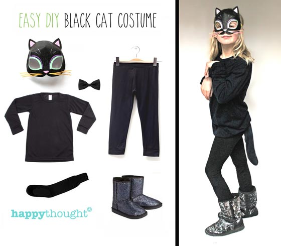 Idea de disfraz de gato negro para Halloween: ¡máscara imprimible de gato para coronarlo! 