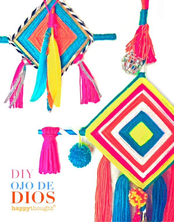 Make diy ojo de dios at home with free instruction and tutorial