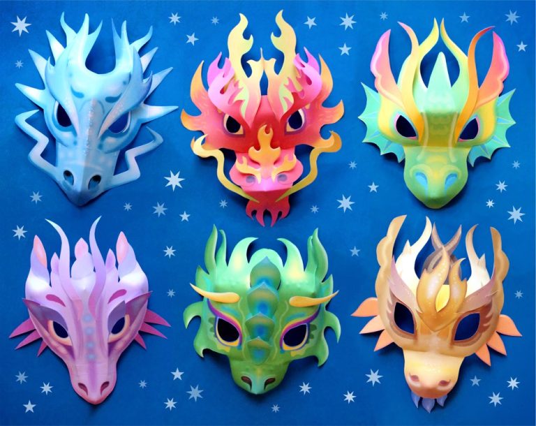 Printable Dragon mask templates. DIY mask outfits • Happythought