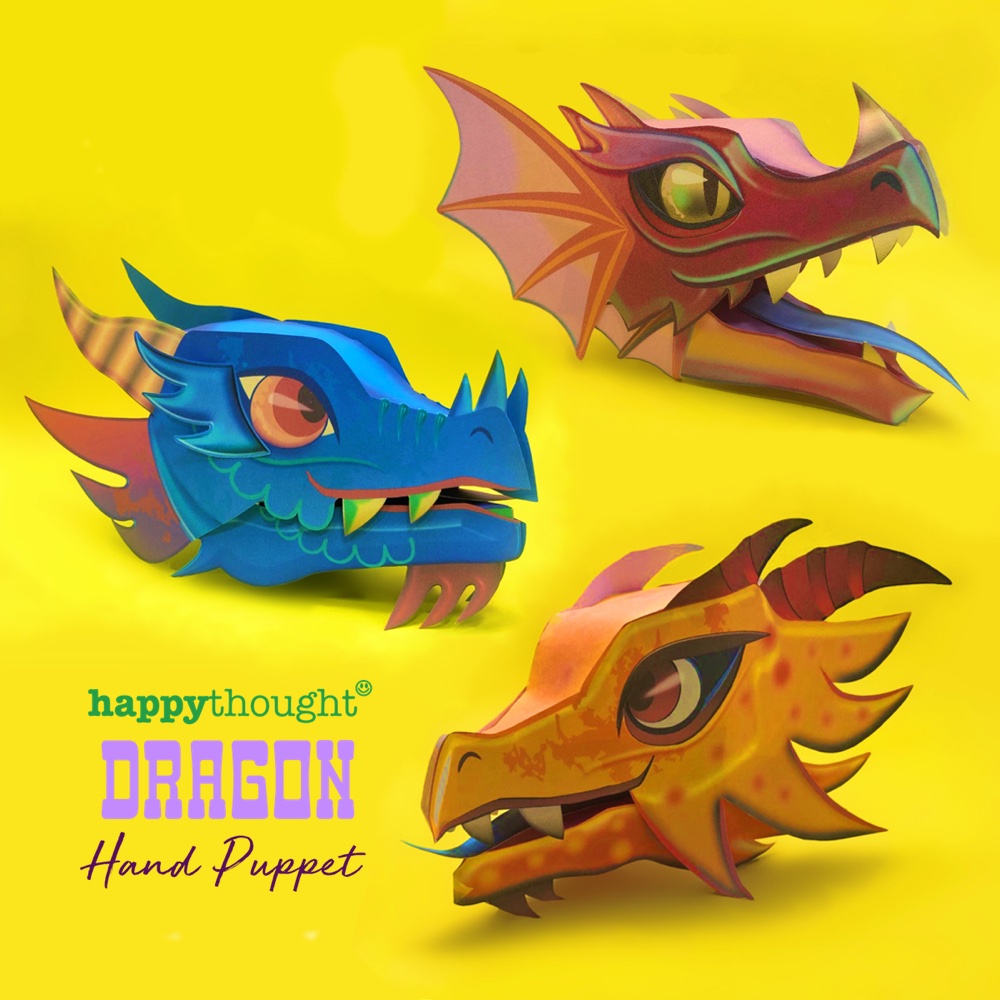 dragon puppet square craft activity