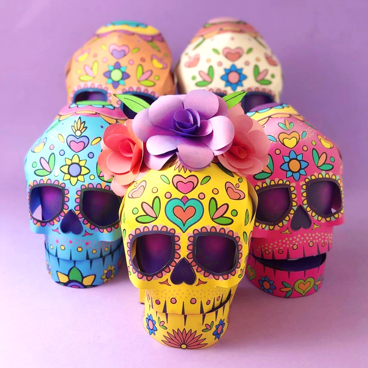 five calavera-puppet-skulls