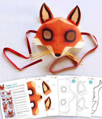 fox mask template printouts crafts to dress up parties easy costumes